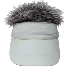 Flair Hair Strapback Sun Visor Hat Hair Wig White One Size Adjustable